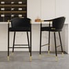 Cranis Black Velvet Bar Stool with Upholstered, 4 Pieces