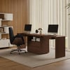 Modern 240 cm Rectangular Brown Double Desk with 4 Drawers & 1 Cabinet, Seats 2