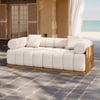 Resaro Teak Wood Deep-Seat 2-Seater Outdoor Sofa Warm White