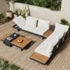 Tevara 4-Piece Outdoor Teak & Aluminium Modular Sofa Set with Coffee Table for 6