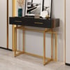 1000mm Modern Narrow Black Console Table with Storage Drawers and Metal Legs in Gold