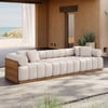 Resaro Teak Wood Deep-Seat 3-Seater Outdoor Sofa Warm White
