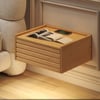 Wooden 1-Drawer Floating Nightstand with Light & Charging Station