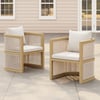 Set di 2 sedie da pranzo moderne Wevara in alluminio e corda per patio, noce e avena