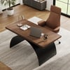 Industrial 63" Rectangular Walnut Wood Desk with Metal Base