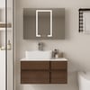 Modern 80 cm Floating Single Bathroom Vanity with Stone Resin Top, Ceramic Basin