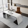 L-Shaped Right Hand Modern White Office Desk with Storage