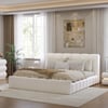 Humply Modern Queen White Leather Upholstered Bed Frame