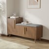 Walnut Wooden Shoe Storage Bench with Left-Side Cabinet for Entryway (47")