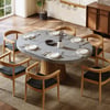 Dining Set 39"-55" Japandi Extendable Dining Table Gray with 6 Chairs