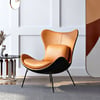 Fauteuil d'appoint crapaud à oreilles en similicuir avec oreiller et pieds en métal
