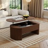 Modern 1194 mm Walnut Oval Fluted Coffee Table with Lift-top