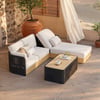 Costra Woven Outdoor Sectional Sofa Set with Adjustable Reclining Chaise and Coffee Table Black