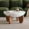 Curva 75 cm Round Concrete Walnut Coffee Table with Wood Legs