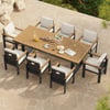 Tevara 9 Pieces Rectangle Wood & Aluminum Outdoor Patio Dining Set for 8 Person
