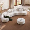 146" 4-Piece Curved Velvet Sectional Sofa with Ottoman & Pillows
