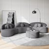 146" 4-Piece Curved Boucle Sectional Sofa with Ottoman & Pillows