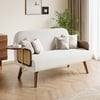 60" Full 2-Seater Velvet & Rattan Sleeper Sofa with Rotating Tray
