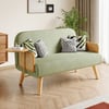 60" Full 2-Seater Velvet & Rattan Sleeper Sofa with Rotating Tray