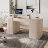 Velign 60" Whitewash Standing Office Desk with 2-Door Storage Cabinet
