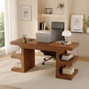 Bureau d'écriture rectangulaire moderne en noyer de 162,56 cm avec rangement