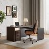 Modern 60" L-Shaped Black & Walnut Executive Desk with Movable File Cabinet