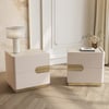 Hovra 2-Drawer Smart Nightstand with Travertine Sintered Stone Top Set of 2