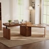 Aura 63" Walnut Fluted 360-Degree Rotating Electric Adjustable Standing Desk