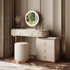 Pewter Extendable Sintered Stone Top Makeup Vanity with 5 Drawers