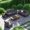 Tevara Convertible Outdoor Sectional Sofa Set with Teak & Aluminum Frame, Gray