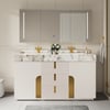 Meuble vasque double Artis 152 cm avec plan en pierre frittée et rangement