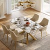 Dining Set 63" Rectangle Glossy Pandora Sintered Stone Dining Table with 4 Chairs