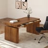 Aura 63" Walnut Fluted Electric Adjustable Standing Desk