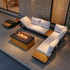 Tevara 120cm 5-Pieces Modular Teak Outdoor Sofa Set with Smokeless Fire Pit for 6 Person