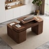 Velign 65" L-Shape Walnut Executive Desk with Drawers & Cabinet Right Hand