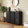 Meuble d'entrée Lineva 48" en placage de bois de frêne avec portes cannelées pour le rangement des chaussures
