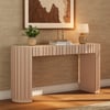 Table console Aura de 60 pouces en bois de frêne cannelé blanchi avec plateau en pierre frittée