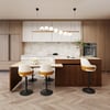 Modern 205 - 285 cm Extendable Matte Sintered Stone Kitchen Island with Storage, Walnut