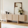 2032 mm Ash Wood Fluted Whitewash TV Stand with Cabinets