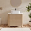 81 cm (32 cale) Freestanding Bathroom Vanity z Ryflowanym Frontem, Umywalką Nablatową, 3 Szufladami, Blatem z Kamienia Spiekanego