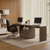 Modern 94" Rectangular Smoked Brown Double Desk with Drawers, Seats 2