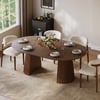Modern 47"-79" Extendable Walnut Wood Dining Table with Fluted Base, Seats 4-6