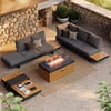 Tevara 47" 5-Piece Modular Teak Outdoor Sofa Set with Smokeless Fire Pit for 6 Person