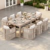 Wevara 9-Piece Outdoor Rope Weave Dining Set with 8 Chairs in Sand