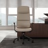 Chaise de bureau pivotante inclinable à dossier haut en cuir véritable gris ergonomique