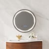 60cm Round LED Medicine Cabinet with Storage, Anti-Fog, Dimmable — Walnut