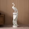 70cm Silver Peacock Statue with Diamond Accents – Luxury Resin Peacock Sculpture