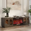 Arune 80" Arched Glass Doors Electric Fireplace TV Stand with Remote Control