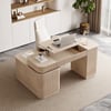 Velign 65" L-Shape Whitewash Executive Desk with Right-Side Cabinet