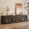 Arune 200 cm Arched Glass Doors Smoked Brown TV Stand with Storage and LED